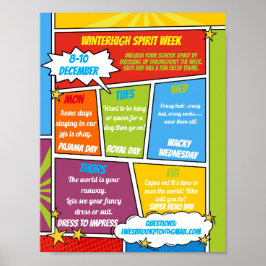 COMIC Spirit week school flyer SUPER HELD Poster