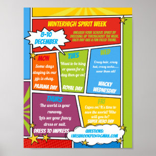 COMIC Spirit week schoolvlieger SUPER HERO Poster