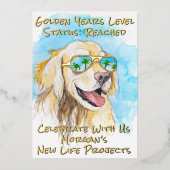 Comic stijl gouden jaren grappig pensioen feest folie uitnodiging (Voorkant)