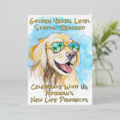 Comic stijl gouden jaren grappig pensioen feest folie uitnodiging (Staand Voorkant)