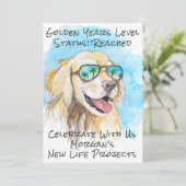 Comic stijl gouden jaren grappig pensioen feest kaart (Staand voorkant)