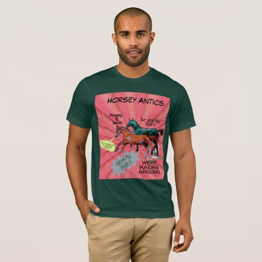 comic stijl horsey capriolen T-shirt (Voorkant volledig)