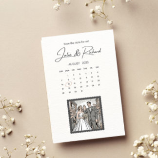 Comic stijl koppel tekening opslaan van de datum kaart