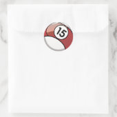 Comic stijl nummer 15 biljart bal ronde sticker (Tas)