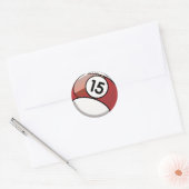 Comic stijl nummer 15 biljart bal ronde sticker (Envelop)