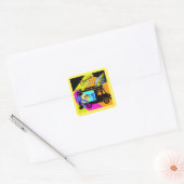 Comic stijl paard show vierkante sticker (Envelop)