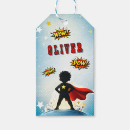 Comic Stijl Superheld Jonge Naam Verjaardag Cadeaulabel