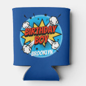 Comic stijl Verjaardag Jongen typografie splash Blikjeskoeler (Achterkant)