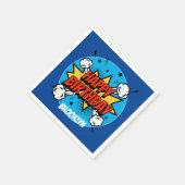 Comic stijl Verjaardag Jongen typografie splash Servet (Hoek)