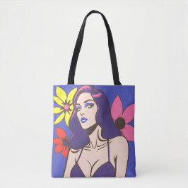 Comic stijl  vrouw canvas tas