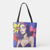 Comic stijl  vrouw canvas tas (Achterkant)