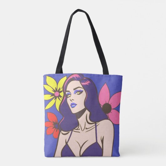 Comic stijl  vrouw canvas tas (Achterkant)