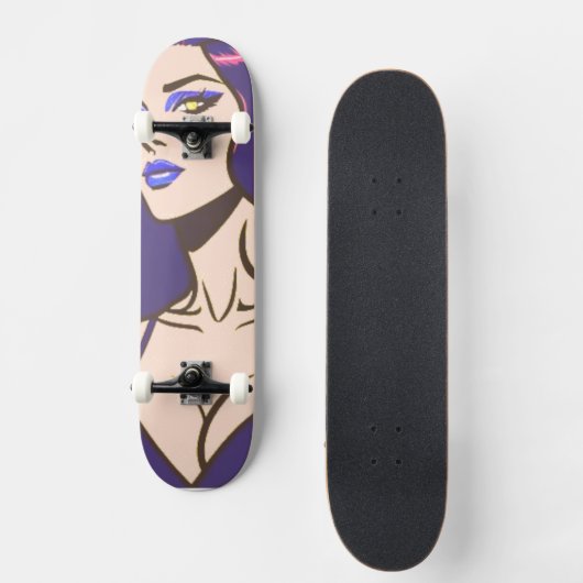 Comic stijl  vrouw Skateboard (Voorkant)