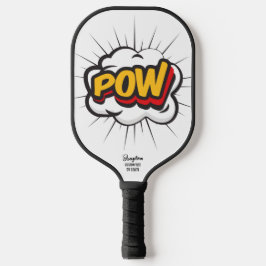 Comic Strip Action Bubble POW Custom Text Name Pickleball Paddle