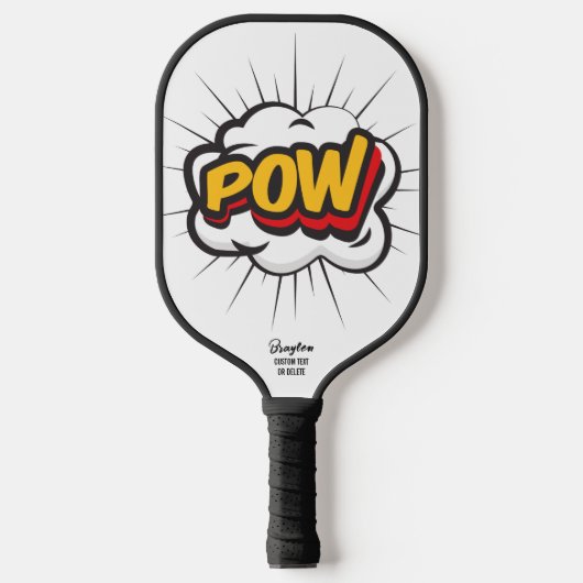 Comic Strip Action Bubble POW Custom Text Name Pickleball Paddle (Voorkant)