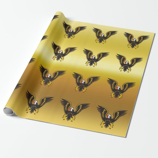 Comic strip Black en Gold eagle met gouden folie Cadeaupapier (Uitgerold)