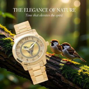 Comic strip Black en Gold eagle met gouden folie Horloge