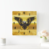 Comic strip Black en Gold eagle met goudfolie Vierkante Klok (Huis)