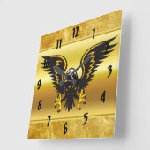 Comic strip Black en Gold eagle met goudfolie Vierkante Klok (Hoek)
