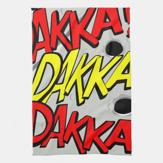 Comic-strip tea towel - dakka, dakka, dakka! theedoek (Verticaal)