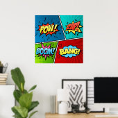 Comic Strip Text Comic Book Retro Pow Zap Boom Boo Poster (Thuiskantoor)