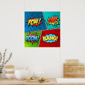 Comic Strip Text Comic Book Retro Pow Zap Boom Boo Poster (Keuken)