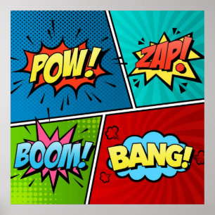 Comic Strip Text Comic Book Retro Pow Zap Boom Boo Poster