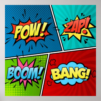 Comic Strip Text Comic Book Retro Pow Zap Boom Boo Poster