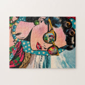 Comic Style Art | Vrouw kijken naar Hula Dancer Legpuzzel (Horizontaal)