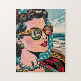 Comic Style Art | Vrouw kijken naar Hula Dancer Legpuzzel