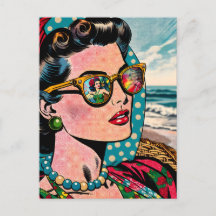 Comic Style Art | Vrouw kijken naar Hula danser Bl