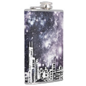 Comic Style Black & White City Skyline Galaxy Heupfles (Rechts)