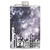 Comic Style Black & White City Skyline Galaxy Heupfles (Voorkant)