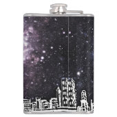 Comic Style Black & White City Skyline Galaxy Heupfles (Achterkant)