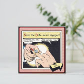 Comic Style Bling Ring Save the Date Red (Staand voorkant)