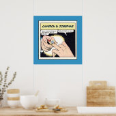 Comic Style Bling Ring Wedding Blue Poster (Keuken)