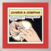 Comic Style Bling Ring Wedding Red Poster (Voorkant)