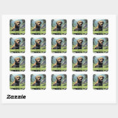 Comic Style Brown Labrador in Natuur Vierkante Sticker (Vel)