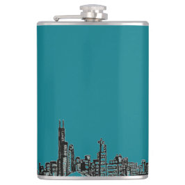 Comic Style City Skyline Heupfles