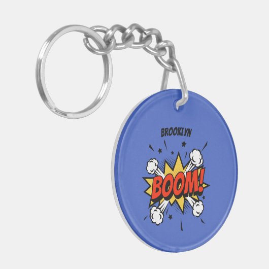 Comic style fun boom typografie pop art sleutelhanger (Voorkant Links)
