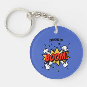 Comic style fun boom typografie pop art sleutelhanger