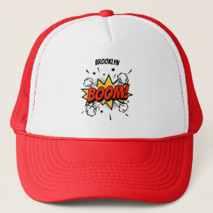 Comic style fun boom typografie pop art trucker pet