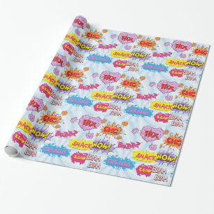 Comic Style Girly Super Hero Design Cadeaupapier