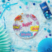 Comic Style Girly Super Hero Design Papieren Bordje (Feest)