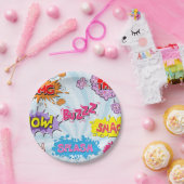 Comic Style Girly Super Hero Design Papieren Bordje (Feest)