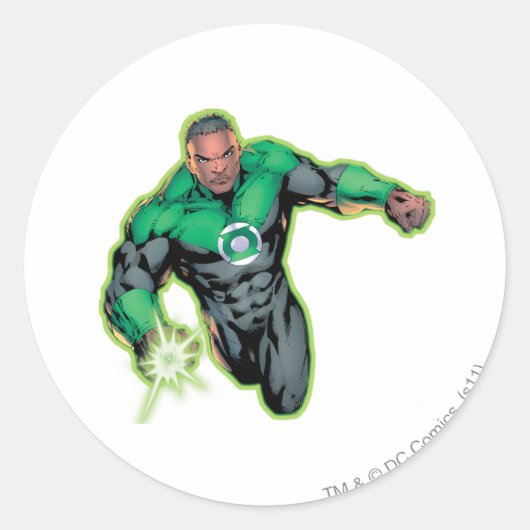 Comic Style - Green Lantern Ronde Sticker (Voorkant)