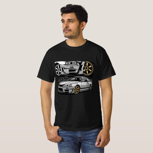 Comic Style GT-R Skyline R34 T-shirt (Voorkant volledig)