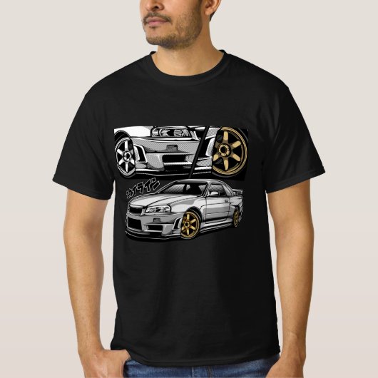 Comic Style GT-R Skyline R34 T-shirt (Voorkant)