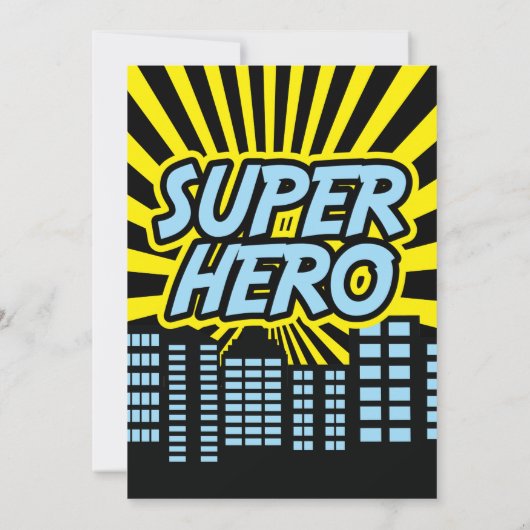Comic Style Hero Verjaardag Uitnodigingen (Achterkant)
