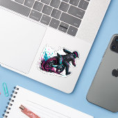 Comic Style Motocross Rider Mud Splash Sticker (Laptop met iPhone)